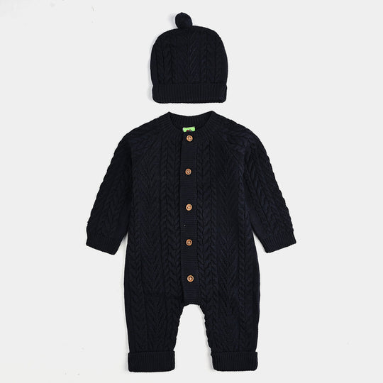 Infant Boys Acrylic Romper-Cabling - NAVY