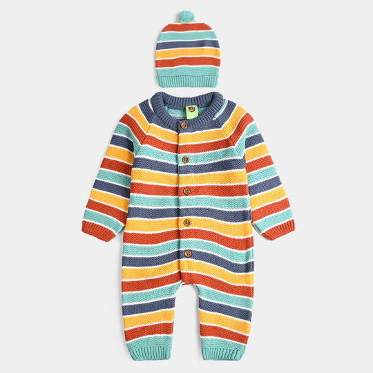 Infant Boys Acrylic Romper-Multi Stripe