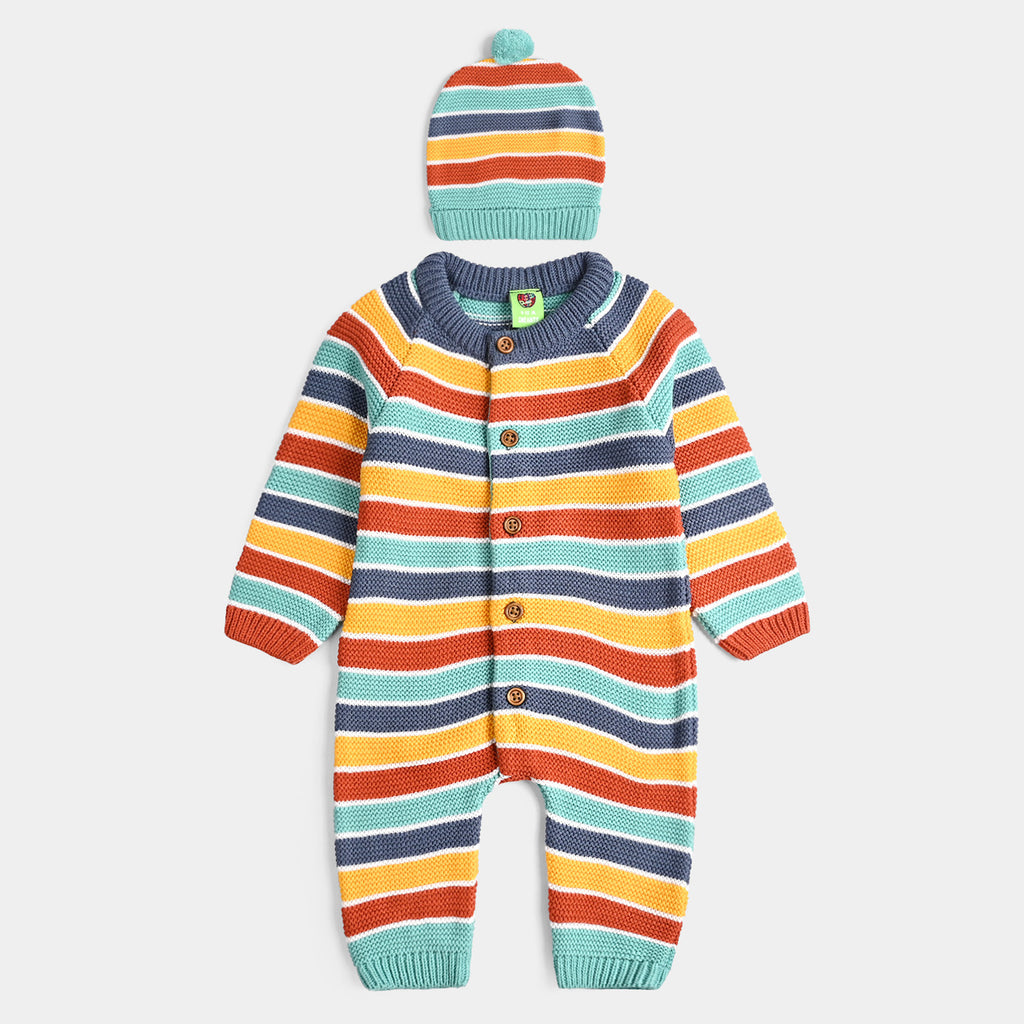 Infant Boys Acrylic Romper-Multi Stripe