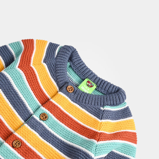 Infant Boys Acrylic Romper-Multi Stripe