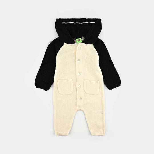 Infant Boys Feather-Acrylic Romper-Penguin-Black/White