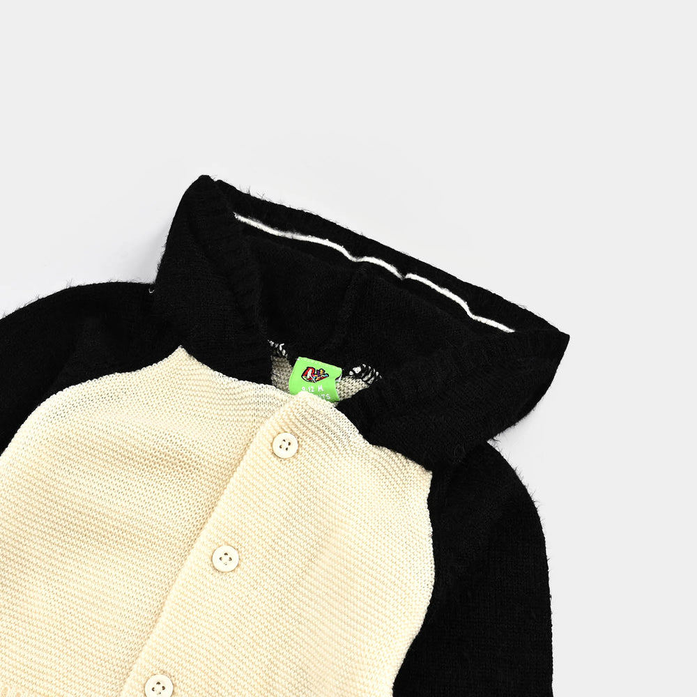 Infant Boys Feather-Acrylic Romper-Penguin-Black/White
