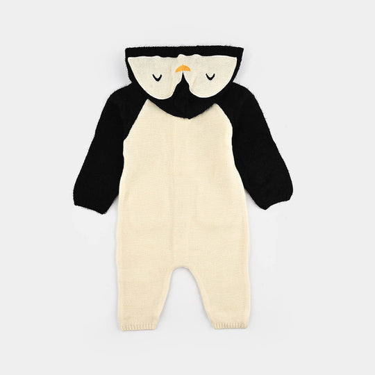 Infant Boys Feather-Acrylic Romper-Penguin-Black/White