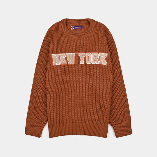 Boys Feather-Acrylic Sweater-New York-BROWN