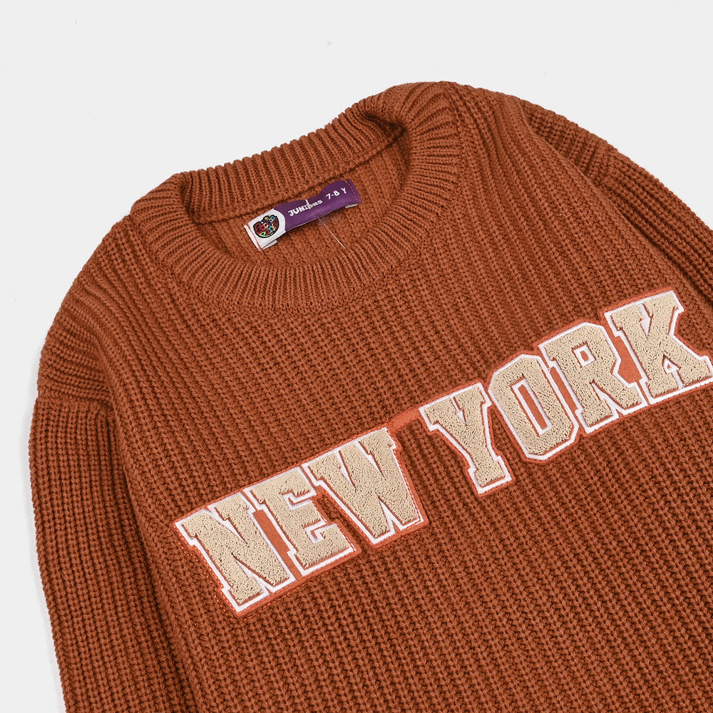 Boys Feather-Acrylic Sweater-New York-BROWN