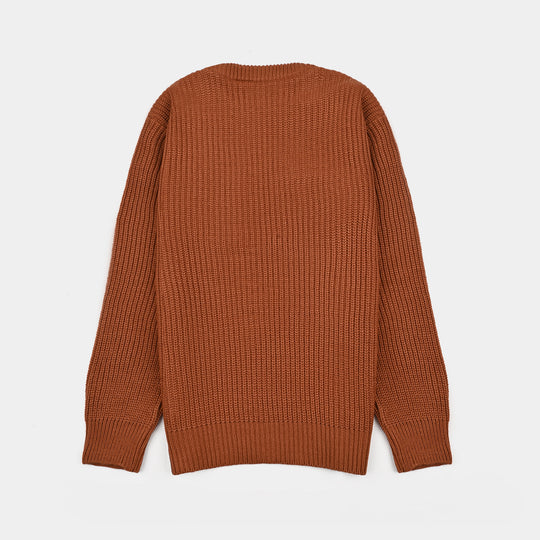 Boys Feather-Acrylic Sweater-New York-BROWN