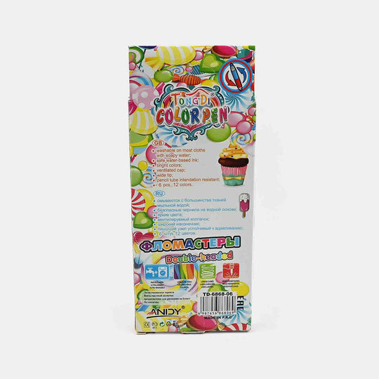 DOUBLE SIDED MARKER MULTICOLOR 6 PCS