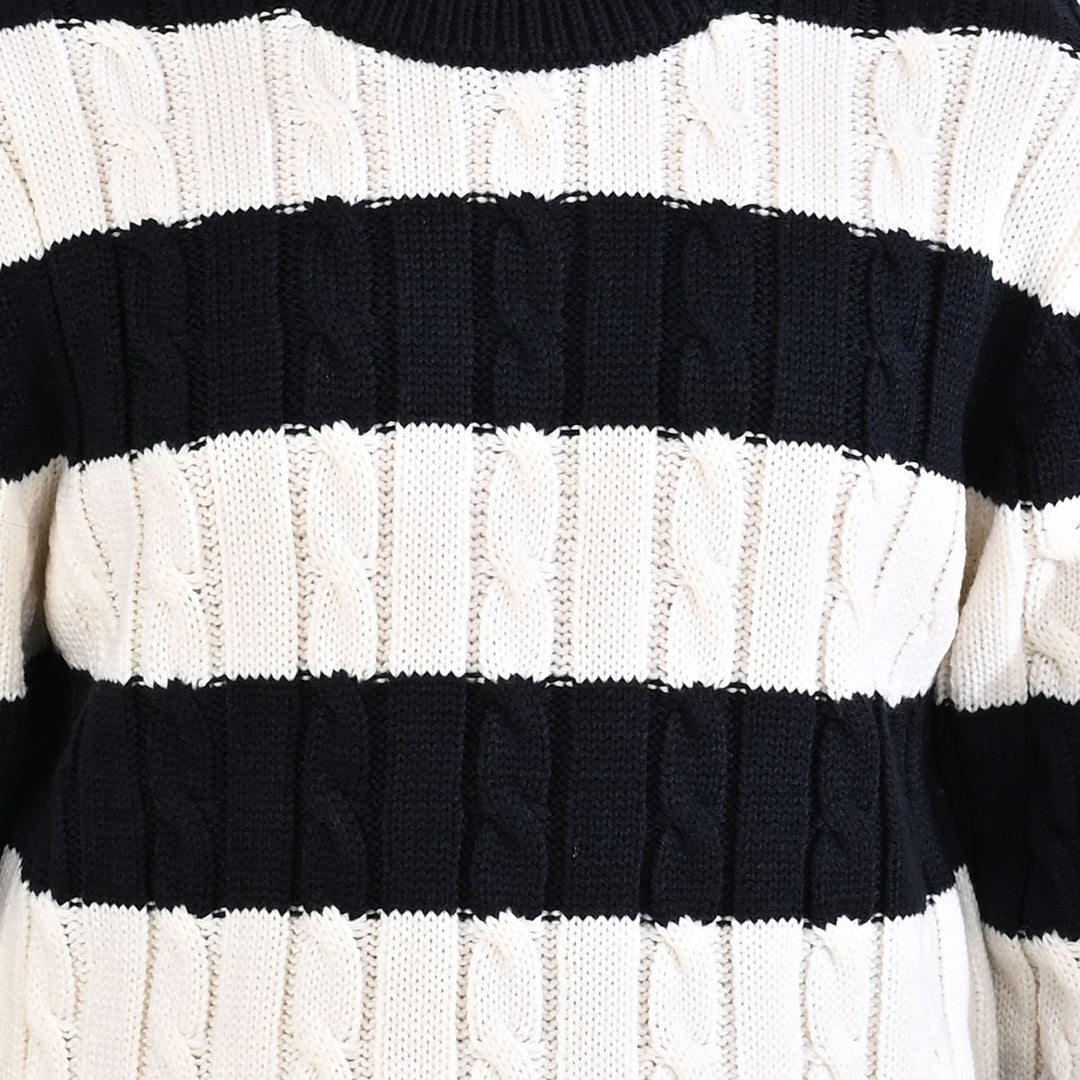 Boys Acrylic Sweater-Mono Chrome - Nvy.White