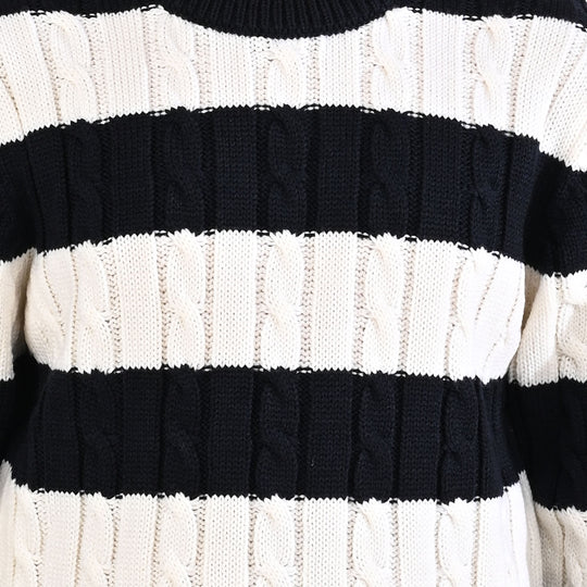 Boys Acrylic Sweater-Mono Chrome - Nvy.White