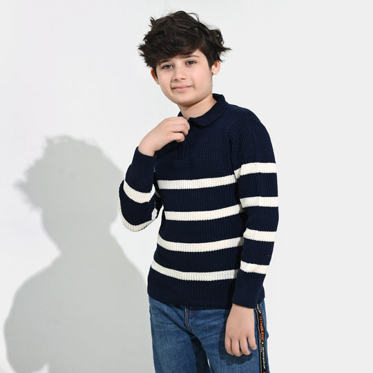 Boys Acrylic Sweater-Greece - Teal.Blue