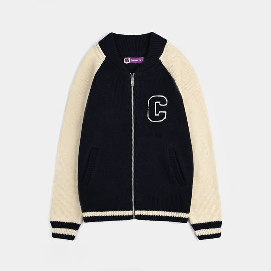 Boys Acrylic Sweater-Navy White