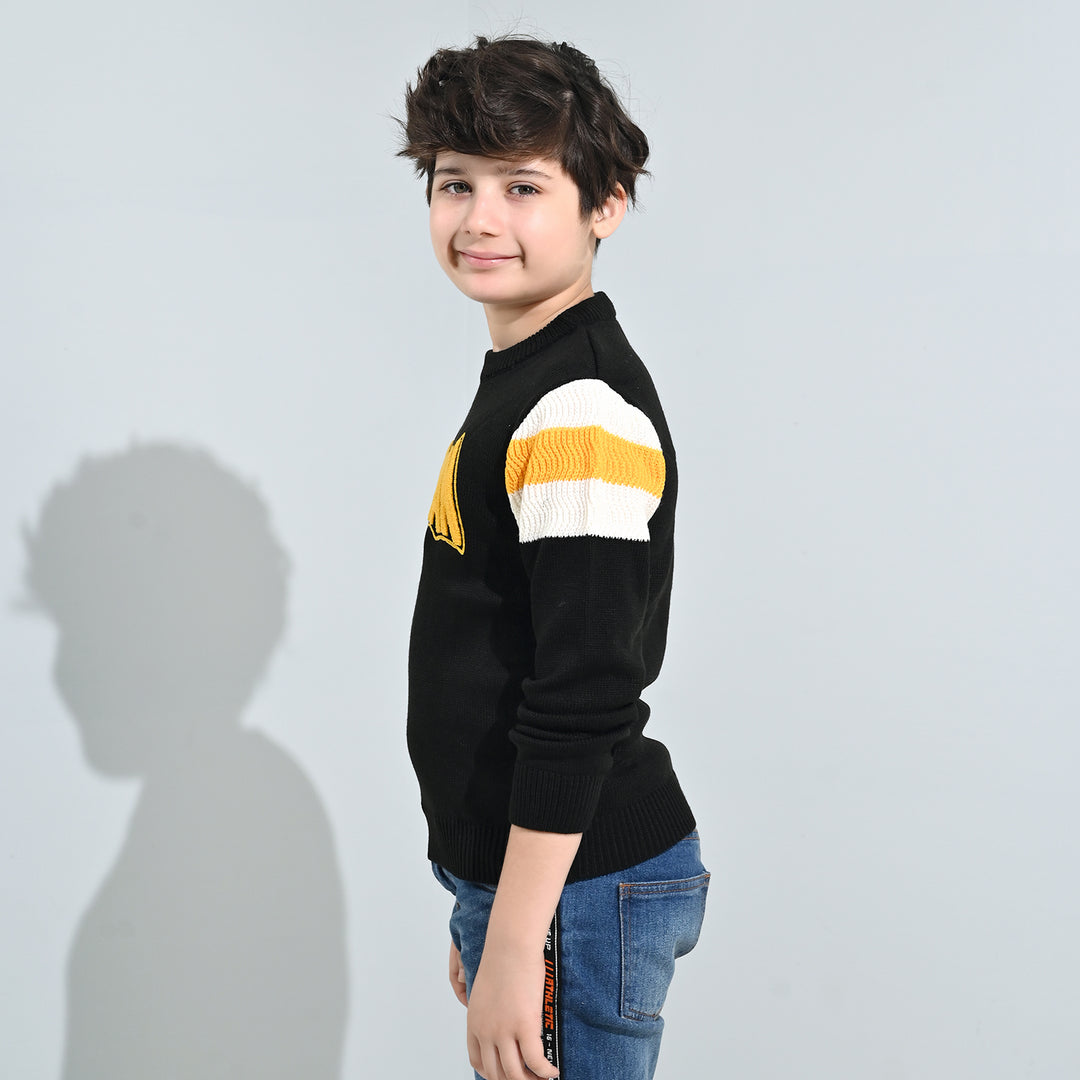 Boys Acrylic Sweater-Batman-Blk.Yellow