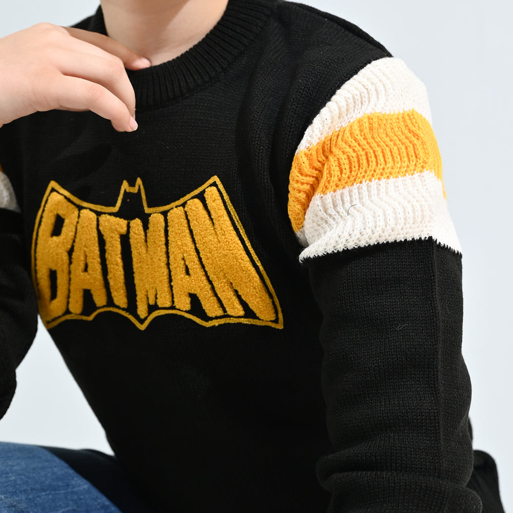 Boys Acrylic Sweater-Batman-Blk.Yellow