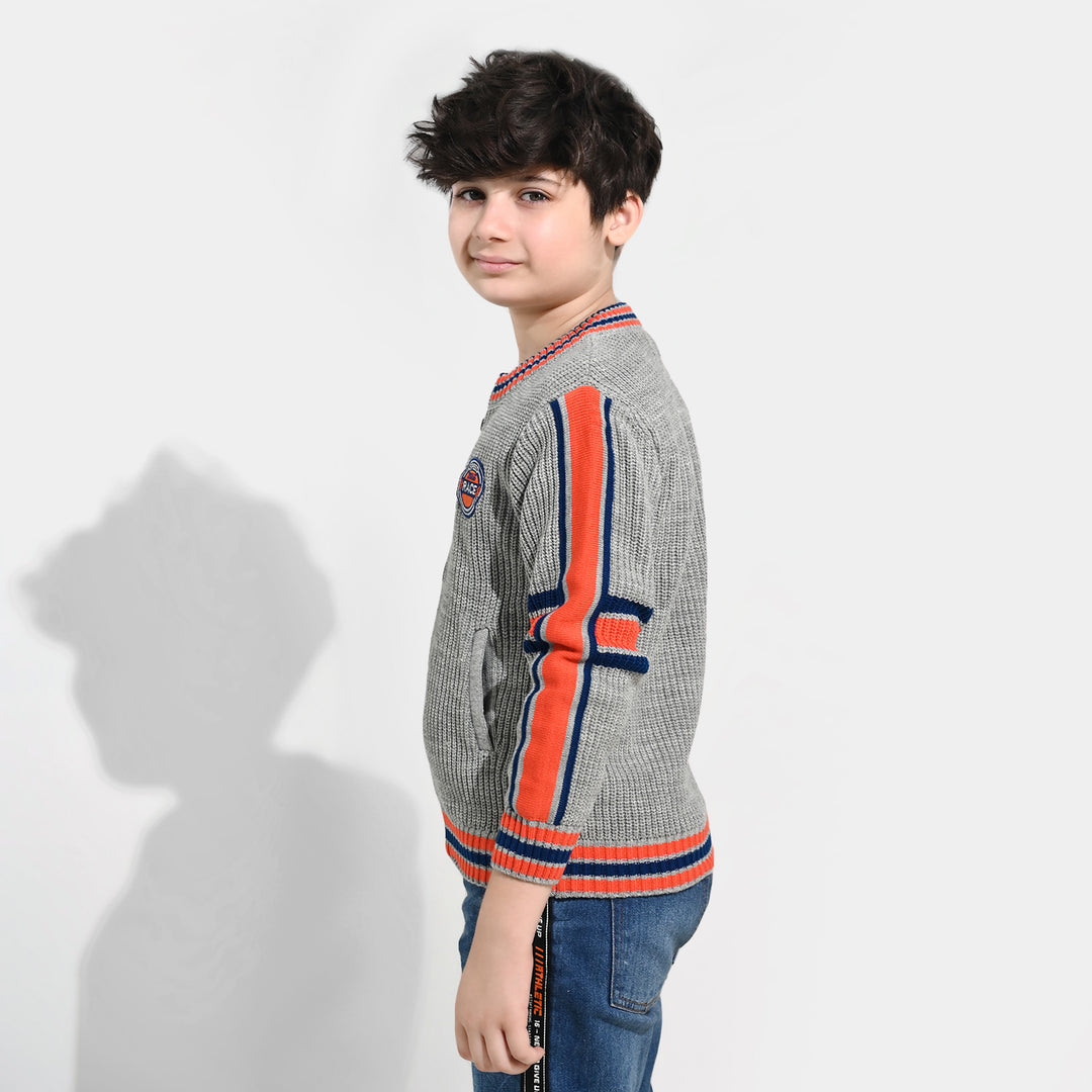 Boys Acrylic Sweater-Race - GREY