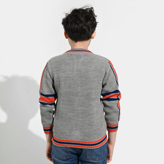 Boys Acrylic Sweater-Race - GREY