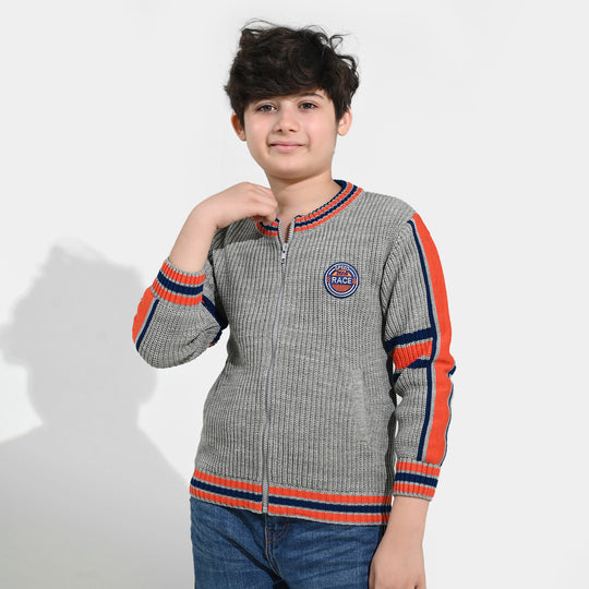 Boys Acrylic Sweater-Race - GREY
