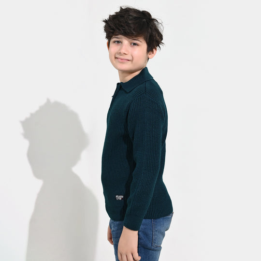 Boys Acrylic Sweater-Crystal Teal - Teal