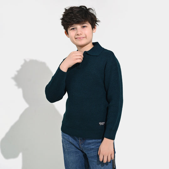 Boys Acrylic Sweater-Crystal Teal - Teal