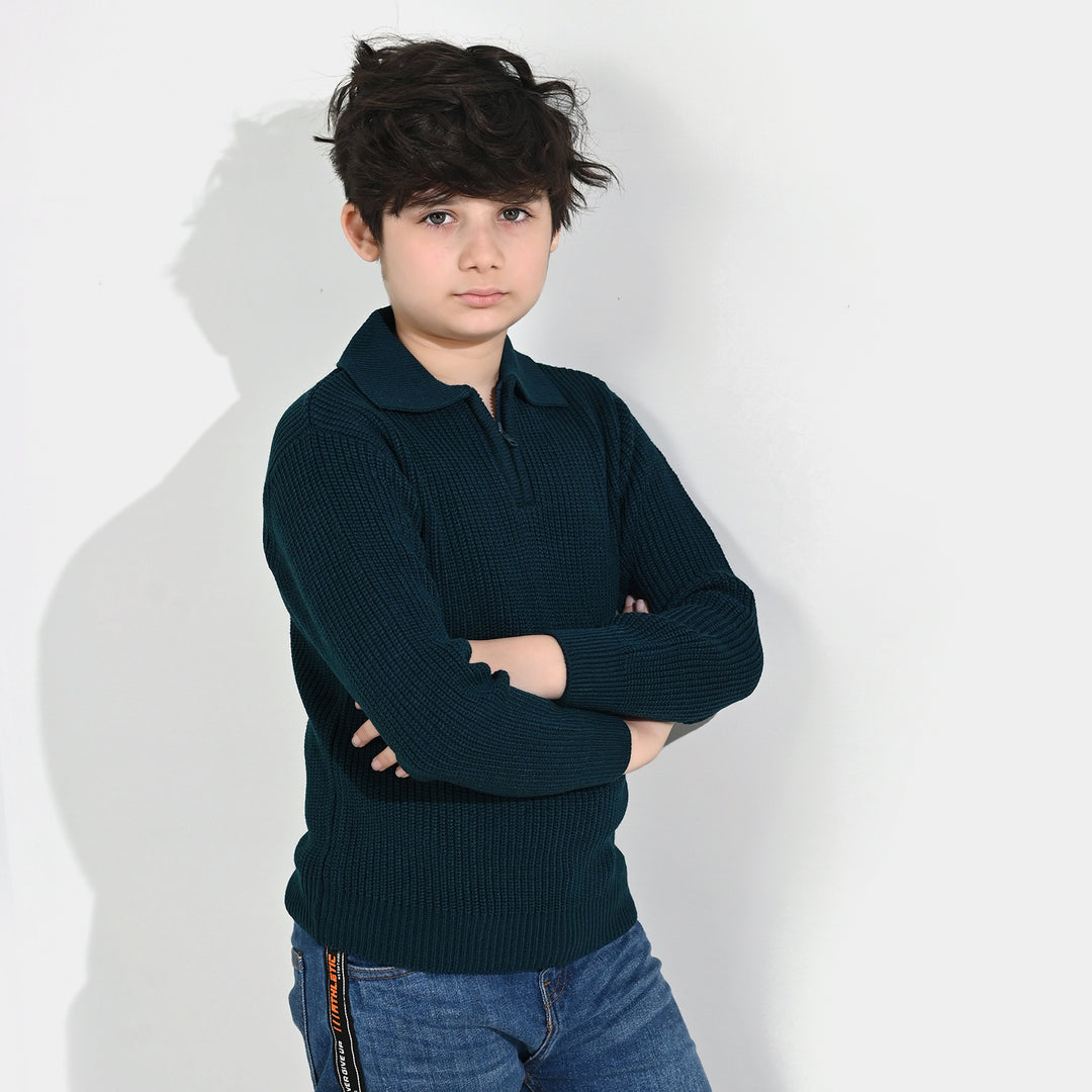 Boys Acrylic Sweater-Crystal Teal - Teal