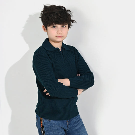 Boys Acrylic Sweater-Crystal Teal - Teal