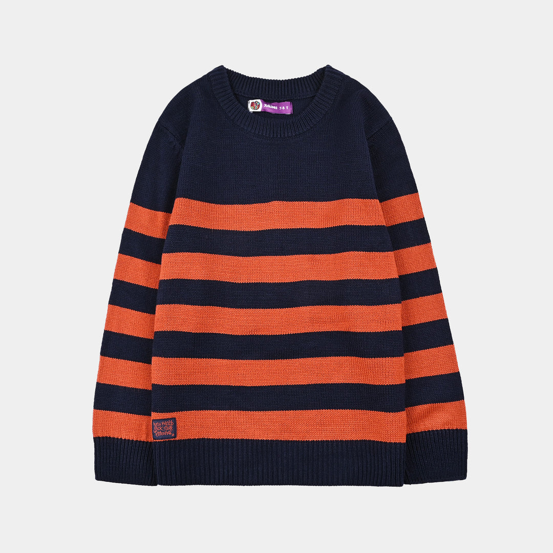 Boys Acrylic Sweater-Marmalade-Rust.Navy