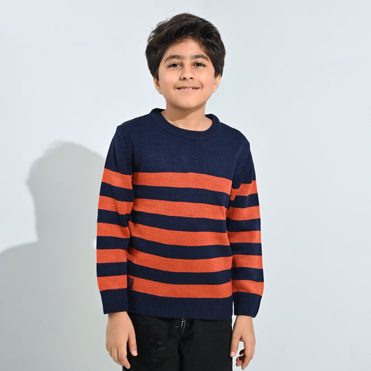 Boys Acrylic Sweater-Marmalade-Rust.Navy