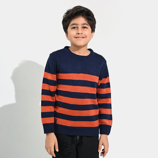 Boys Acrylic Sweater-Marmalade-Rust.Navy