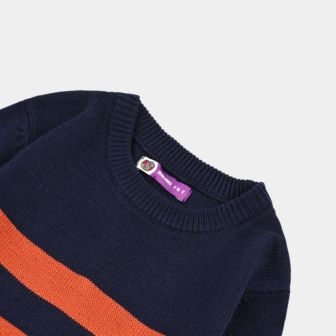 Boys Acrylic Sweater-Marmalade-Rust.Navy