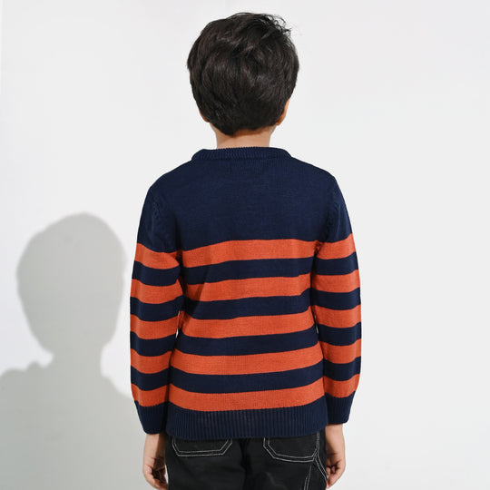 Boys Acrylic Sweater-Marmalade-Rust.Navy