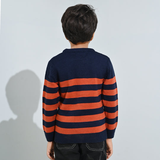 Boys Acrylic Sweater-Marmalade-Rust.Navy