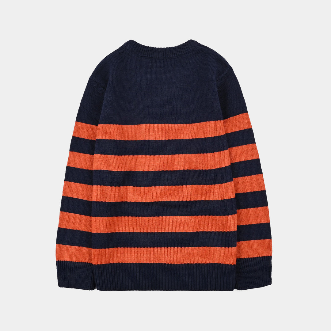 Boys Acrylic Sweater-Marmalade-Rust.Navy