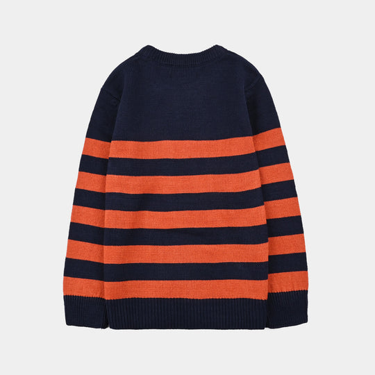 Boys Acrylic Sweater-Marmalade-Rust.Navy