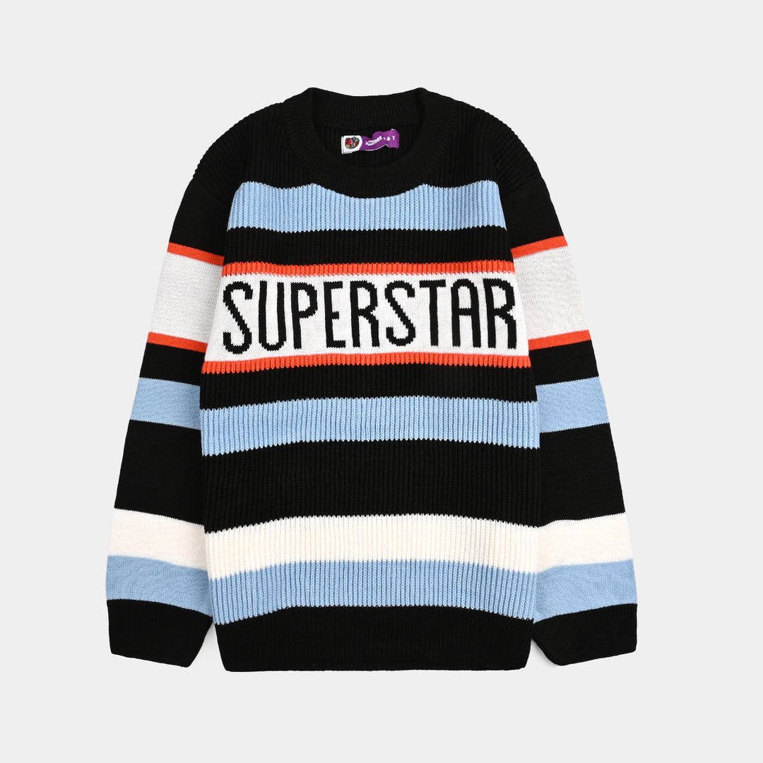 Boys Acrylic Sweater-Superstar-Multi