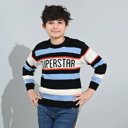 Boys Acrylic Sweater-Superstar-Multi