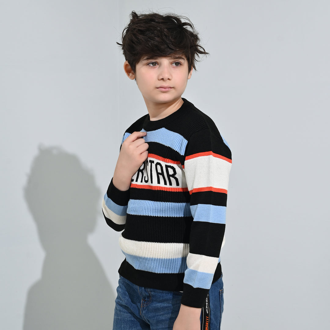 Boys Acrylic Sweater-Superstar-Multi