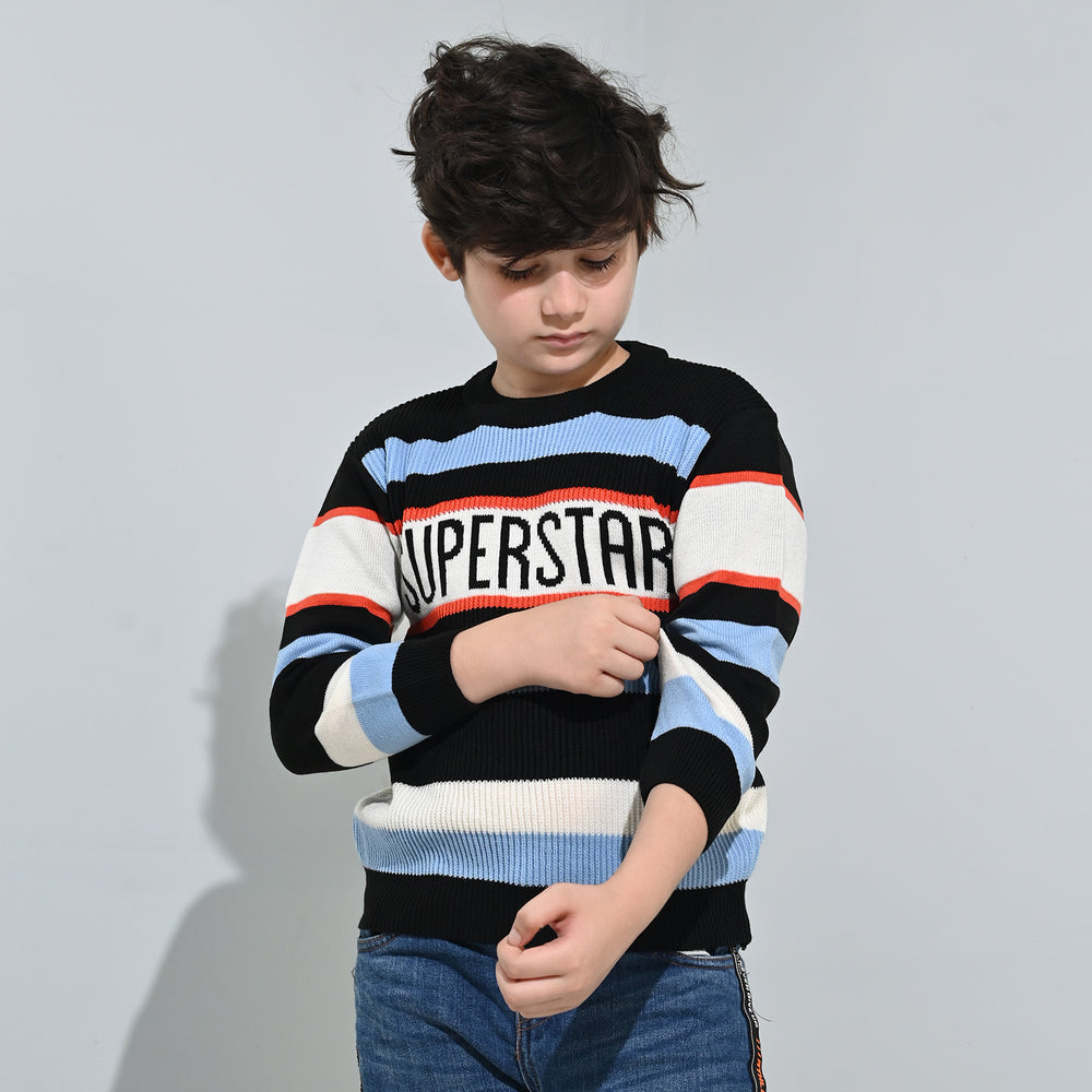 Boys Acrylic Sweater-Superstar-Multi