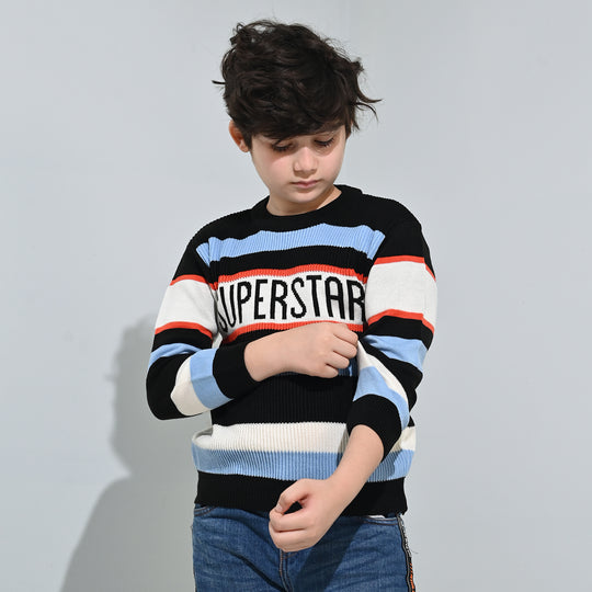 Boys Acrylic Sweater-Superstar-Multi