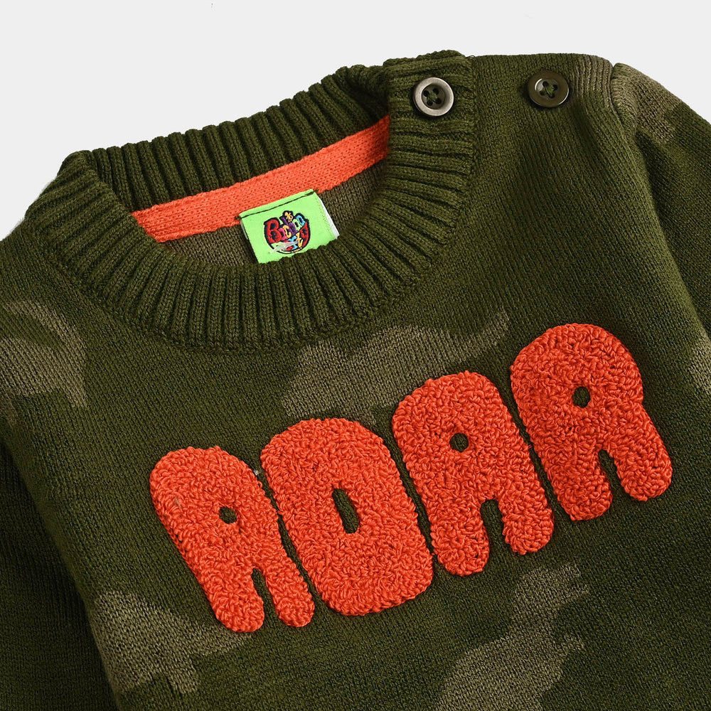 Infant Boys Acrylic Sweater-Roar - Green
