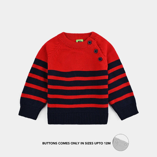 Infant Boys Acrylic Sweater-Navy & Red Stripe