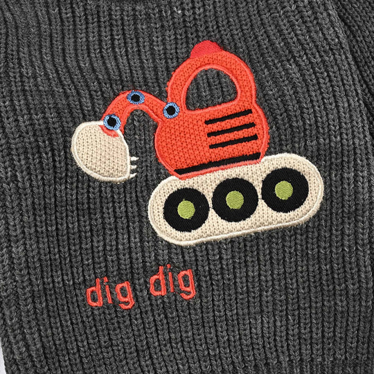Infant Boys Acrylic Sweater-Dig Dig-GREY