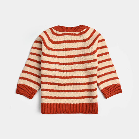 Infant Boys Acrylic Sweater-Tractor - Rust