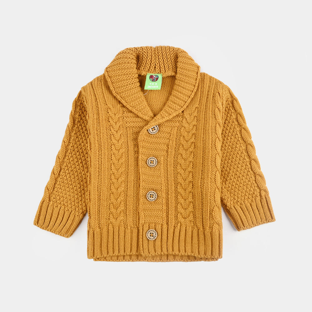Infant Boys Acrylic Sweater-Cardigan-Mustard