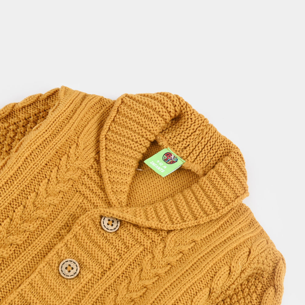 Infant Boys Acrylic Sweater-Cardigan-Mustard