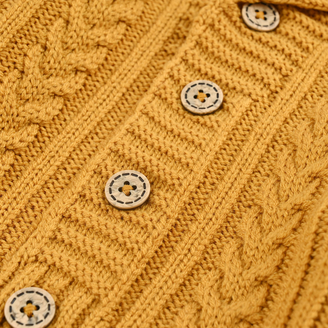 Infant Boys Acrylic Sweater-Cardigan-Mustard