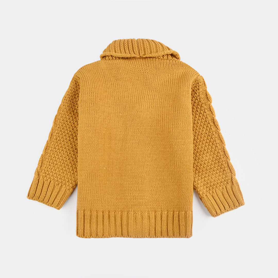 Infant Boys Acrylic Sweater-Cardigan-Mustard