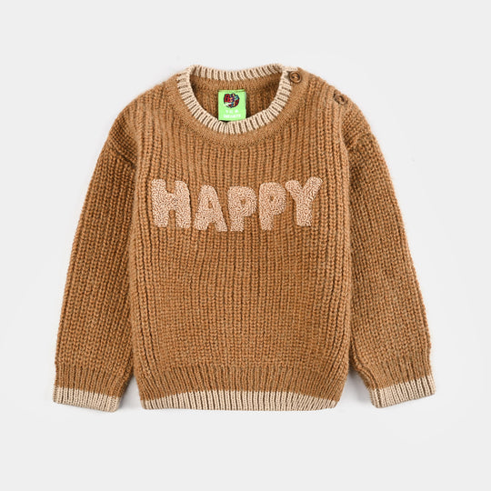 Infant Boys Acrylic Sweater-Happy-Lt.Brown