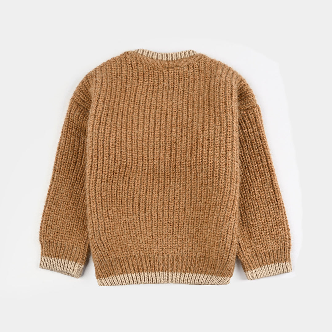 Infant Boys Acrylic Sweater-Happy-Lt.Brown