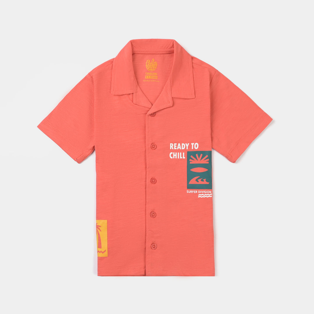 Boys Slub Jersey Shirt HS READY TO CHILL-Coral