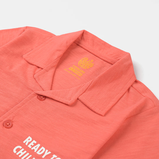 Boys Slub Jersey Shirt HS READY TO CHILL-Coral