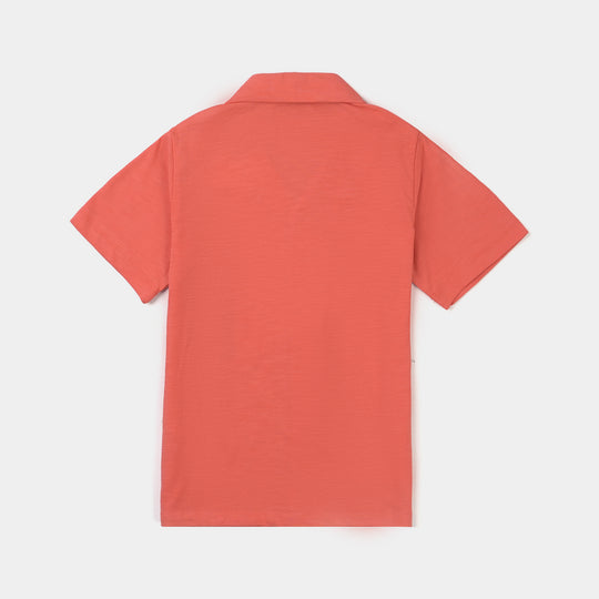 Boys Slub Jersey Shirt HS READY TO CHILL-Coral